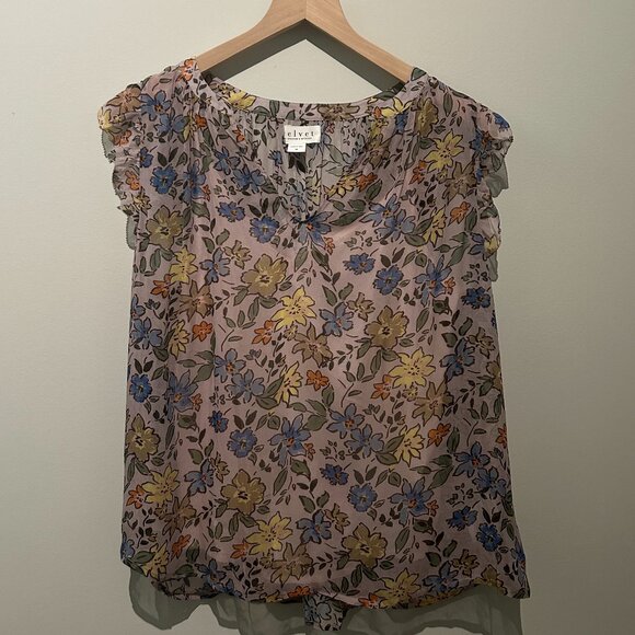 Velvet by Graham & Spencer Floral Blouse with Attached Camisole, Medium - Picture 4 of 9